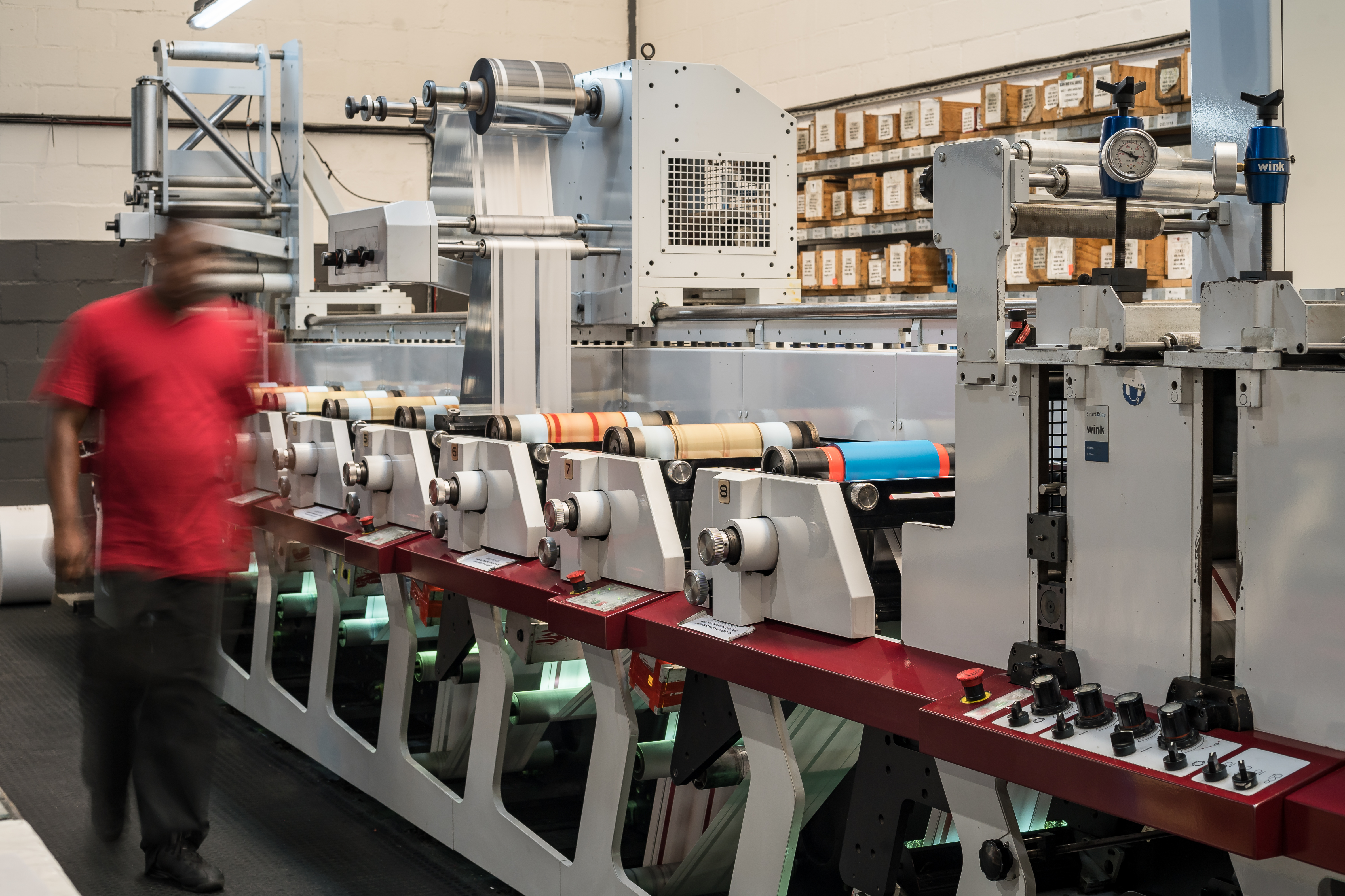 Mark Andy printing press in operation at Sign & Seal Labels